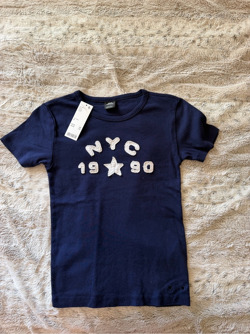 Urban Outfitters Navy 'NYC 1990' Graphic baby Tee